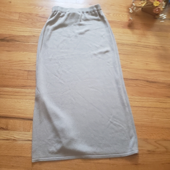 Phillipe Marques sz 12 sweater skirt set USA Made tan embellished sweater - Picture 6 of 12